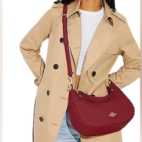 Coach Mara Hobo Shoulder Bag And Wallet Set In Cherry Pebble Leather W/ Dustbag - Picture 15 of 15